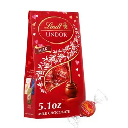Lindt LINDOR Valentine's Day Milk Chocolate Candy Truffles Bag