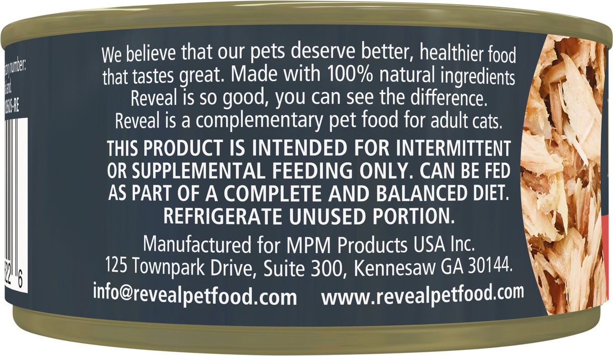 slide 4 of 5, Reveal Natural Wet Cat Food Tuna Fillet with Crab in Broth, 2.47 oz Can, 2.47 oz