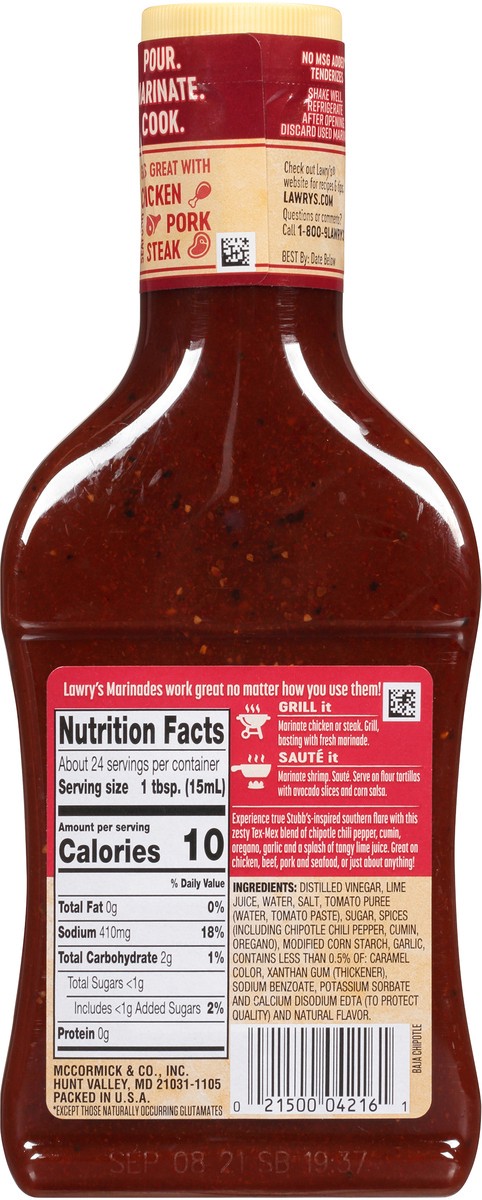 slide 4 of 8, Lawry's Marinade Baja Chipotle, 12 fl oz