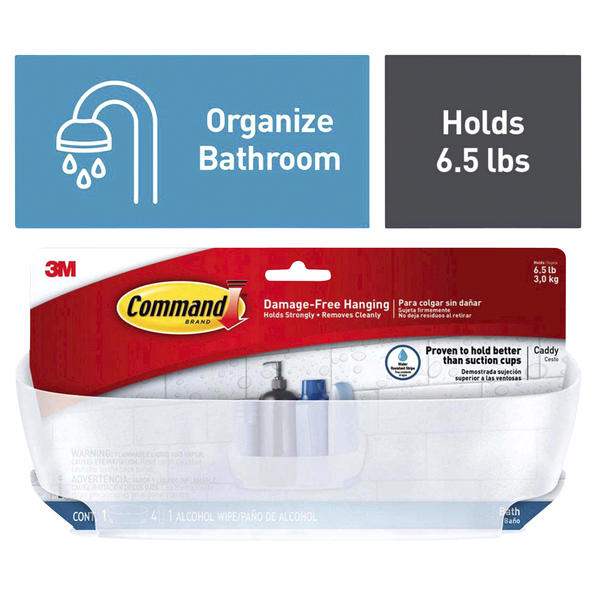 slide 1 of 3, 3M Command Bath Damage-Free Shower Caddy With Water Resistant Strip, 1 ct