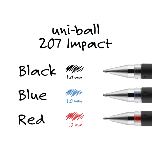 slide 4 of 6, uni-ball 207 Impact Gel Pen Refills, Bold Point, 1.0 Mm, Black, Pack Of 2 Refills, 2 ct