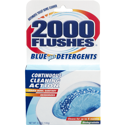 slide 2 of 9, 2000 Flushes Blue Plus Detergents Automatic Toilet Bowl Cleaner, 3 oz