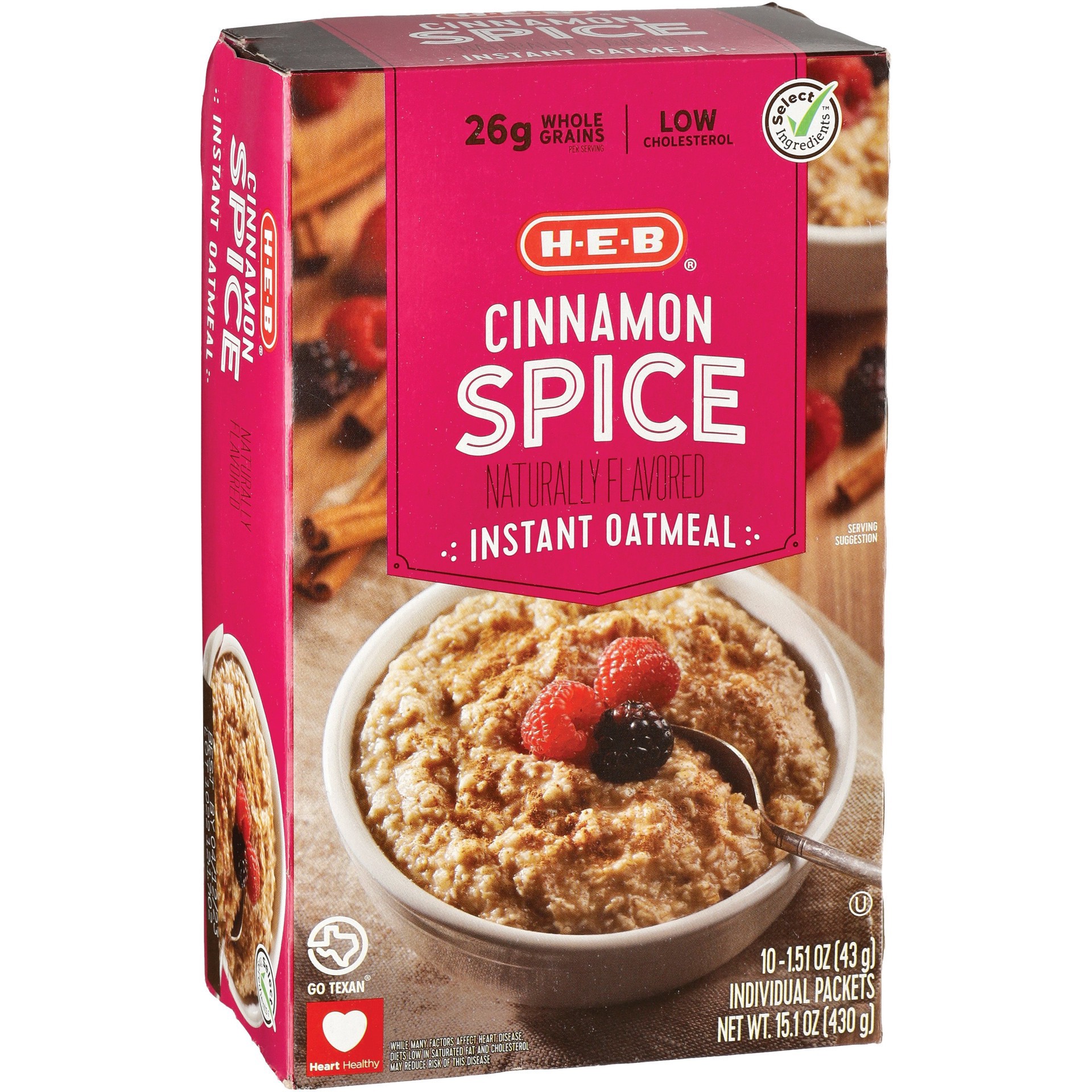 slide 1 of 1, H-E-B Instant Oatmeal - Cinnamon & Spice, 10 ct