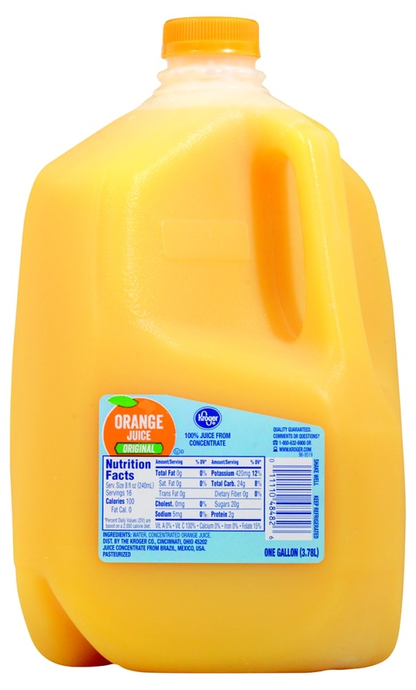 slide 1 of 1, Kroger Original 100% Orange Juice From Concentrate, 1 gal