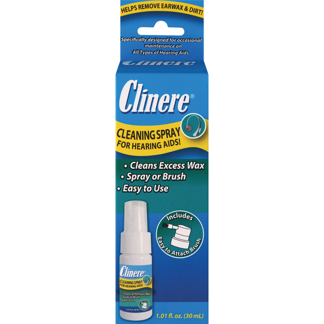 slide 1 of 1, Clinere Hearing Aid Cleaning Spray, 1 ct