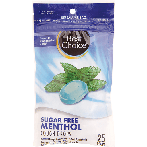 slide 1 of 1, Best Choice Sugar Free Menthol Cough Drops, 25 ct