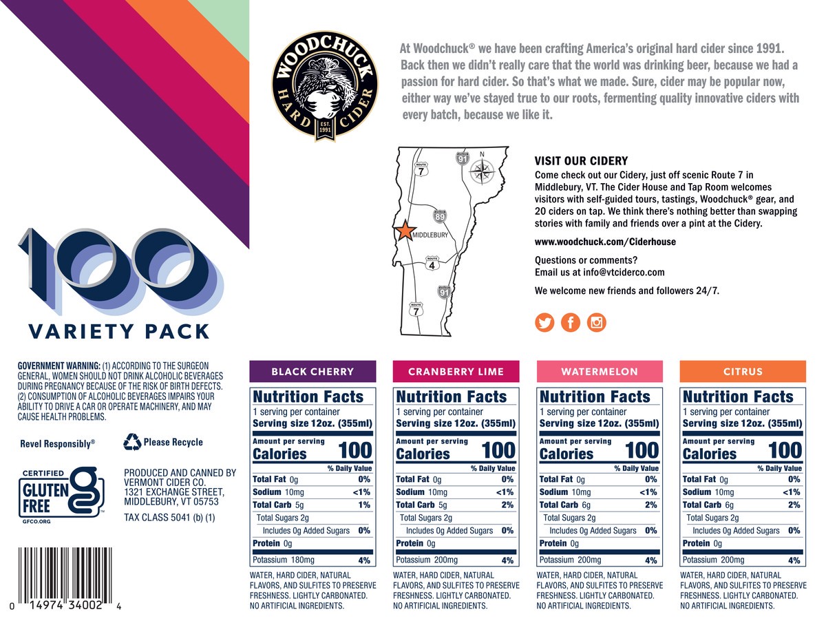 slide 7 of 10, Woodchuck Variety Pack Hard Cider 100 12Pk, 144 fl oz