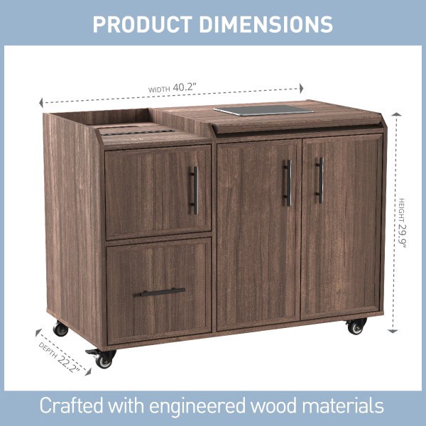 slide 9 of 9, Realspace® 40""W Multifunction Mobile File Cabinet Printer Stand with Integrated Power & Charging, Brown Oak, 1 ct