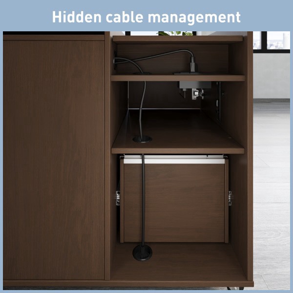 slide 8 of 9, Realspace® 40""W Multifunction Mobile File Cabinet Printer Stand with Integrated Power & Charging, Brown Oak, 1 ct