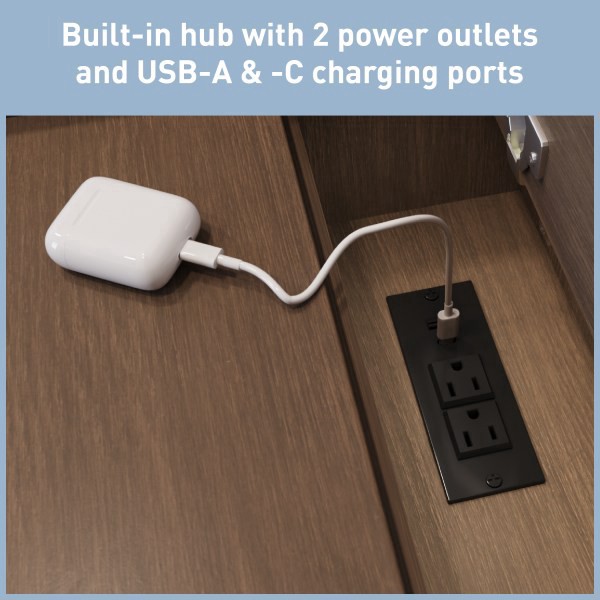 slide 4 of 9, Realspace® 40""W Multifunction Mobile File Cabinet Printer Stand with Integrated Power & Charging, Brown Oak, 1 ct