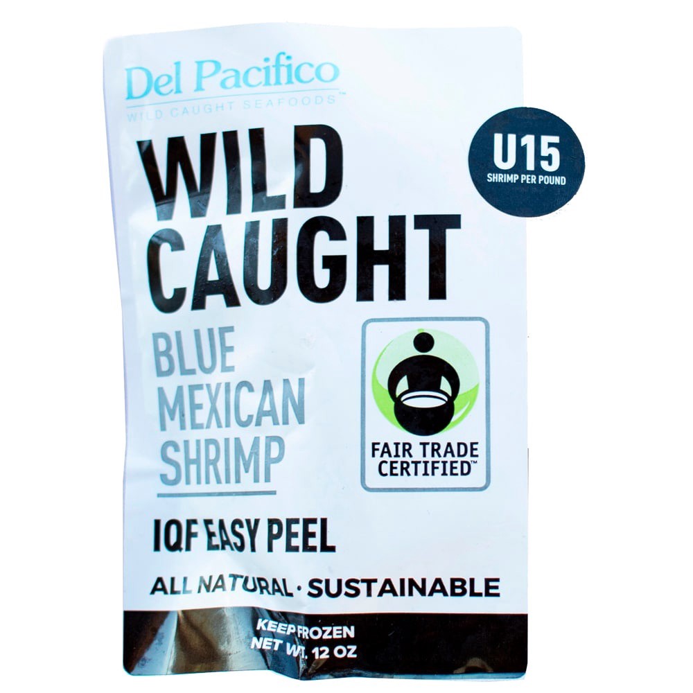 slide 1 of 2, Del Pacifico U15 Wild Caught Blue Mexican Fair Trade Shrimp, 12 oz