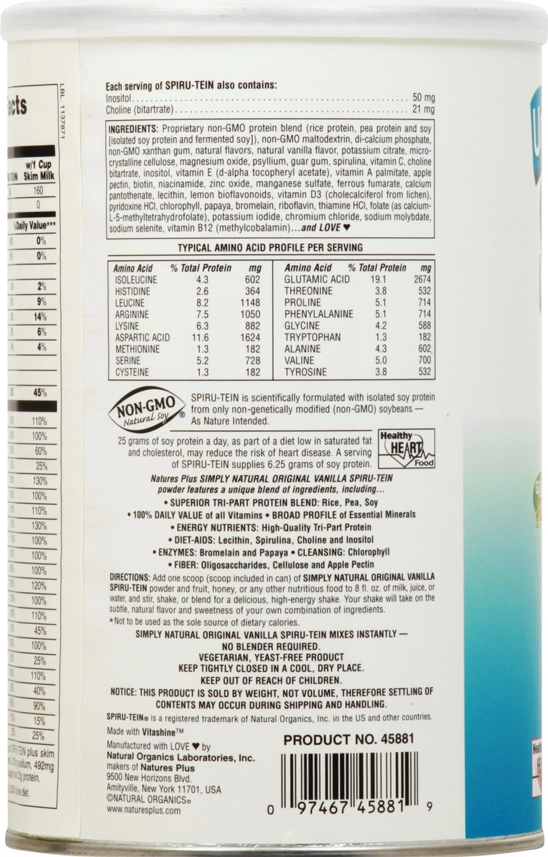 slide 10 of 13, Nature's Plus Unsweetened Simply Natural Original Vanilla Energy Meal 0.82 lb, 0.82 lb