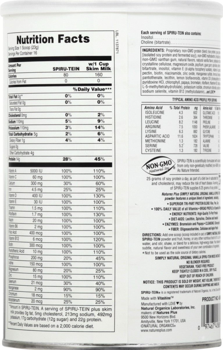 slide 9 of 13, Nature's Plus Unsweetened Simply Natural Original Vanilla Energy Meal 0.82 lb, 0.82 lb