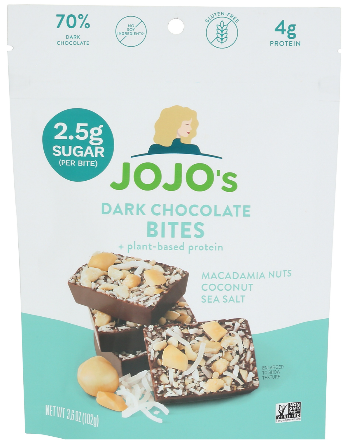slide 1 of 5, JOJO's Dark Chocolate Macadamia Coconut Chocolate Bites - 3.6 Oz, 3.6 oz