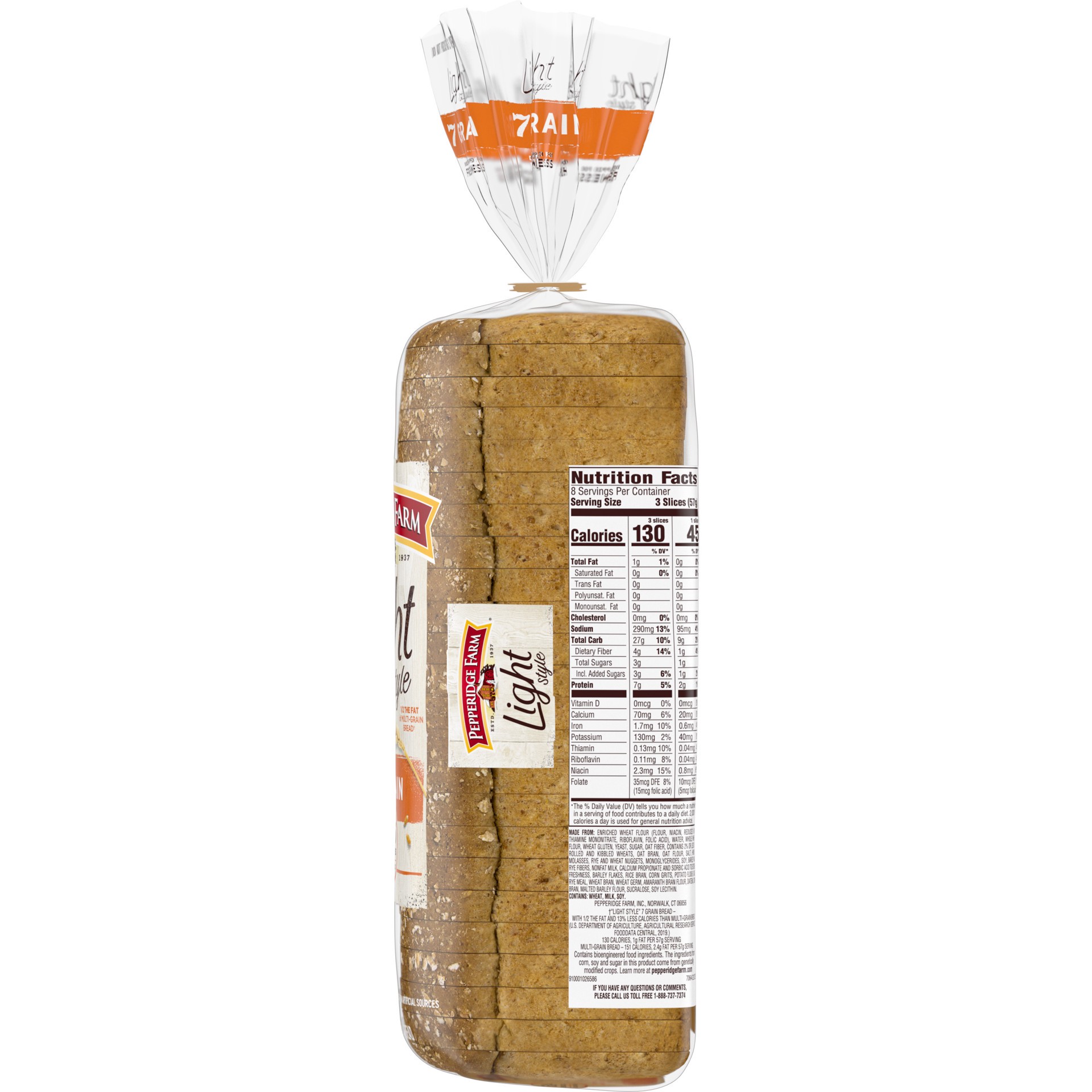 slide 4 of 5, Pepperidge Farm Light Style 7 Grain Bread, 16 oz. Loaf, 16 oz