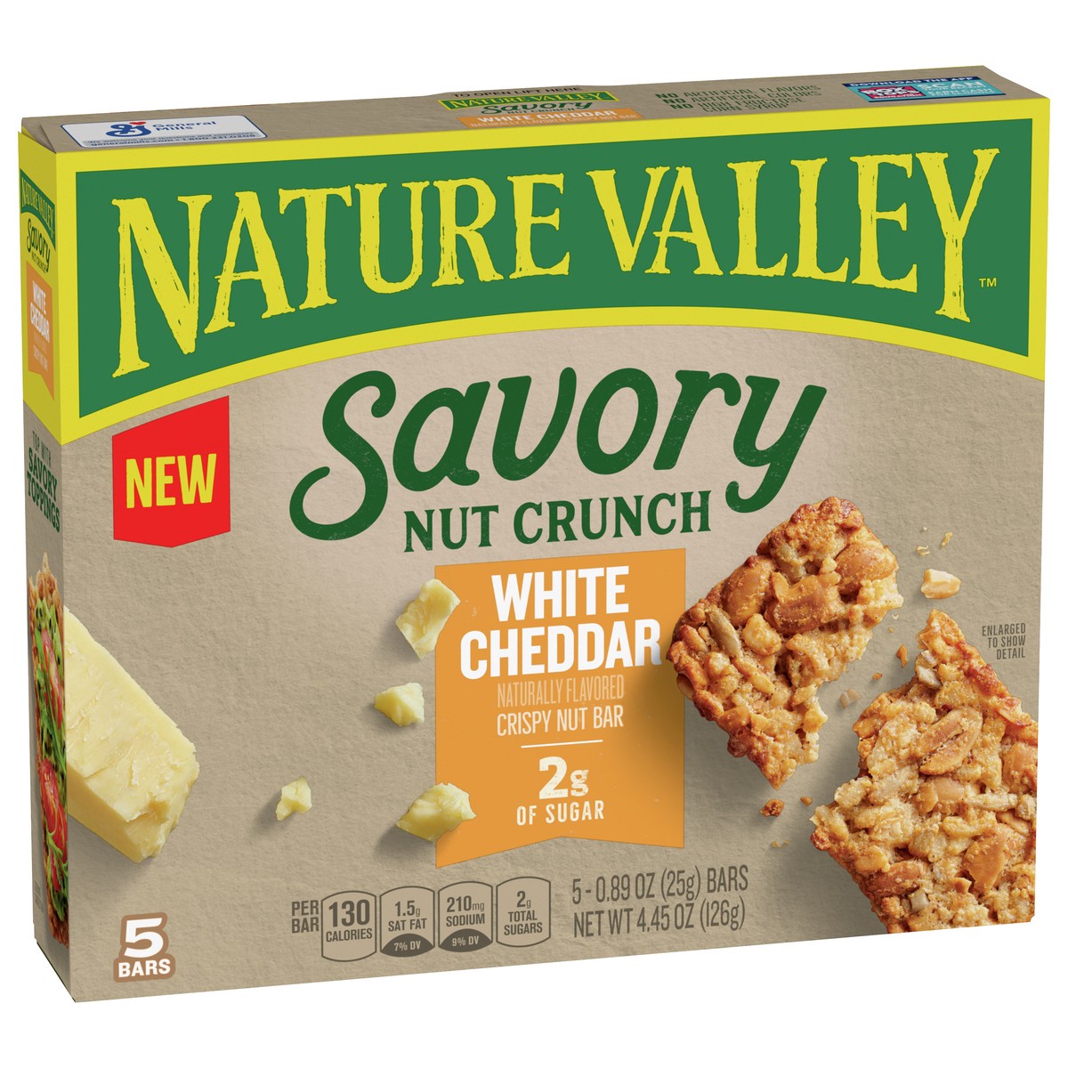slide 2 of 12, Nature Valley Savory Nut Crunch Bars, White Cheddar, 5 Bars, 4.45 OZ, 5 ct