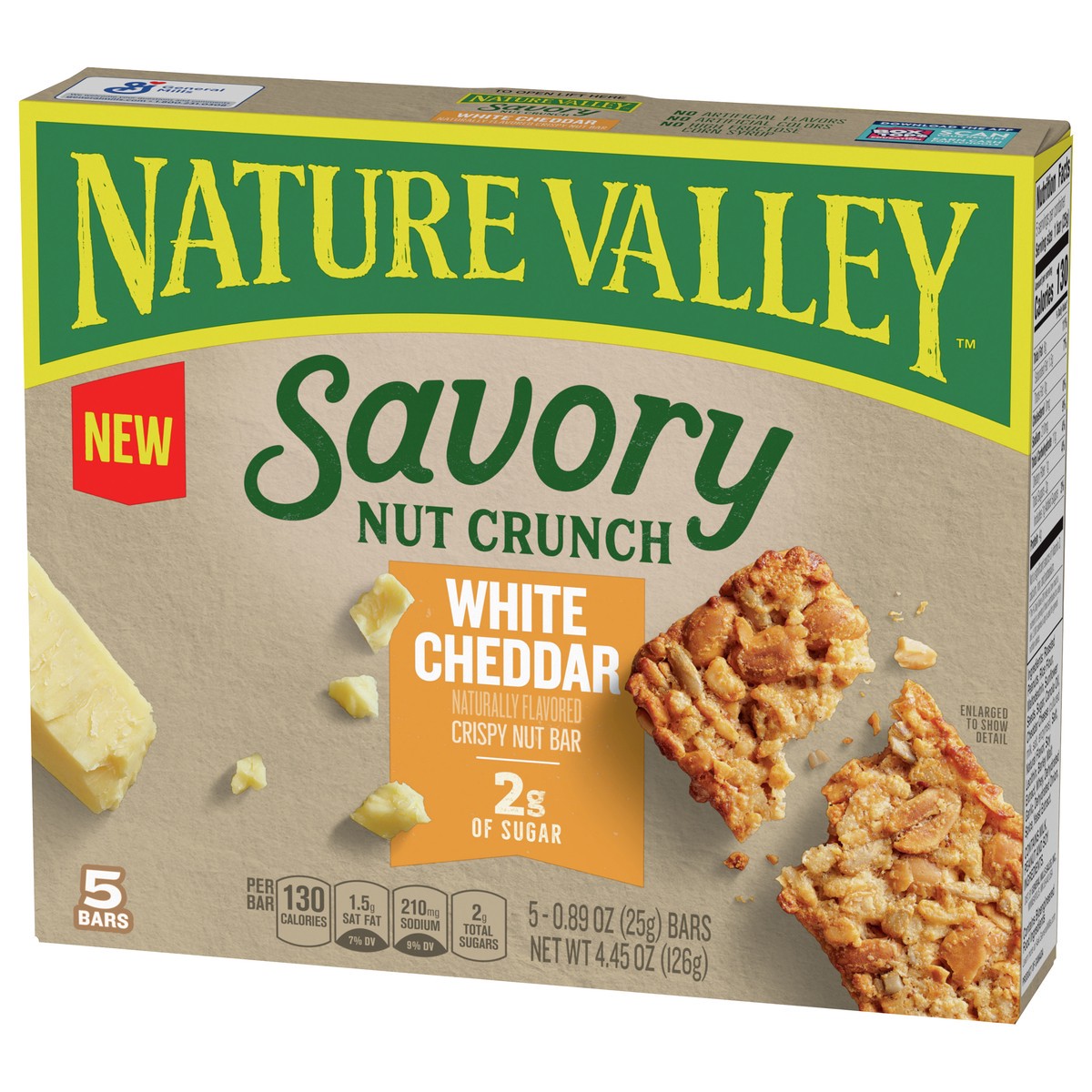 slide 10 of 12, Nature Valley Savory Nut Crunch Bars, White Cheddar, 5 Bars, 4.45 OZ, 5 ct