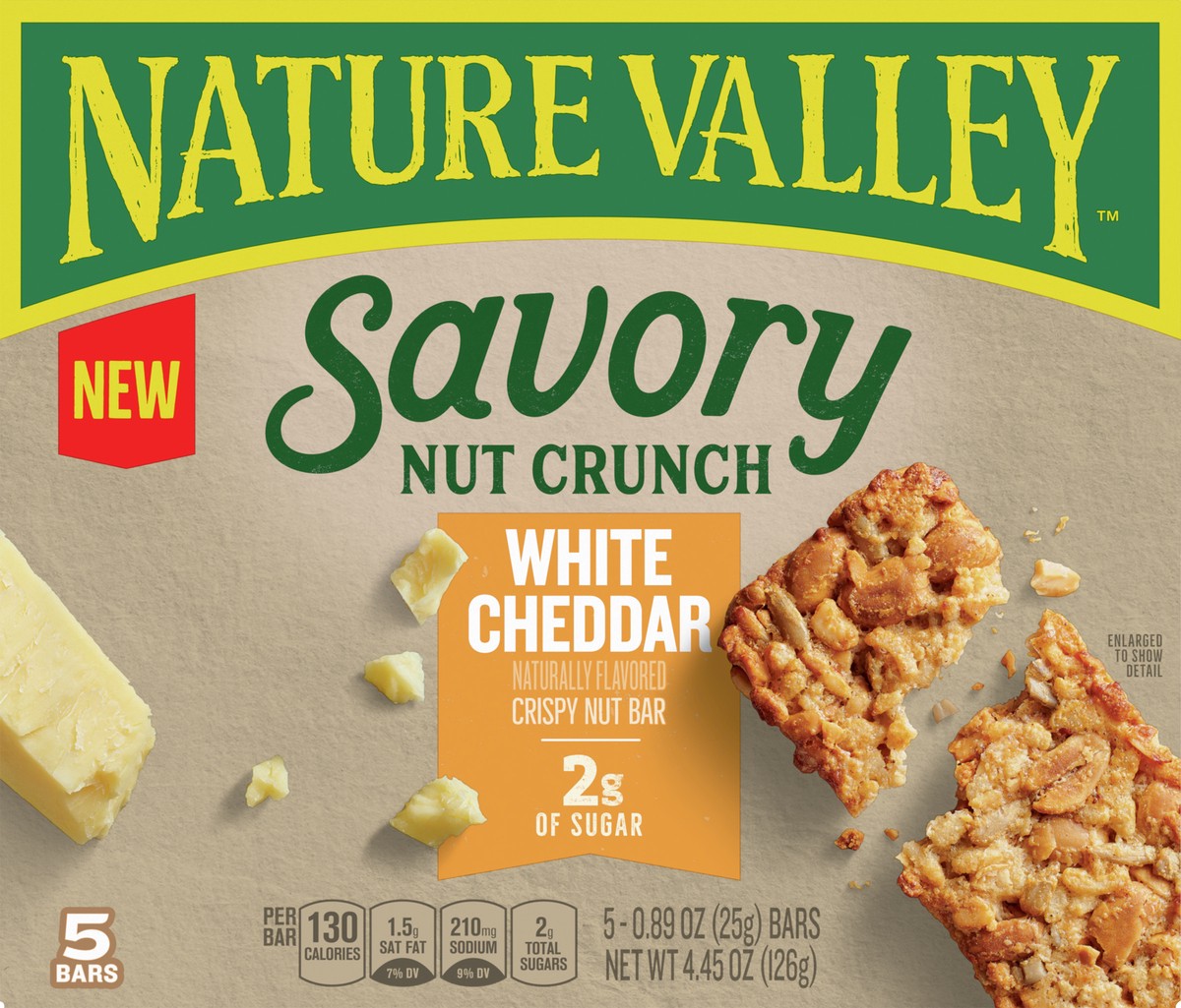 slide 12 of 12, Nature Valley Savory Nut Crunch Bars, White Cheddar, 5 Bars, 4.45 OZ, 5 ct
