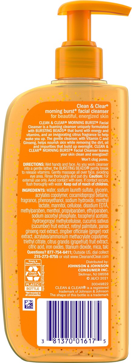 Clean & Clear Morning Burst Oil-free Facial Cleanser With Brightening  Vitamin C For All Skin Types - 8 Fl Oz : Target