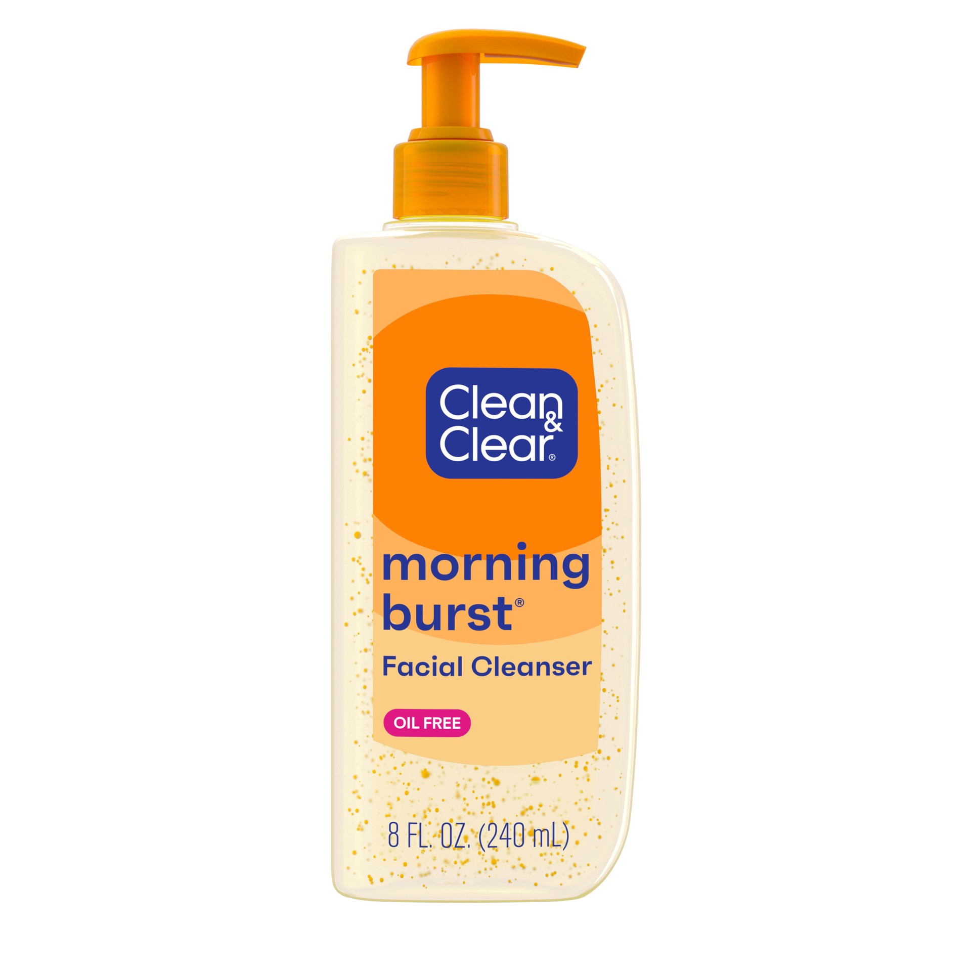 slide 1 of 7, Clean & Clear Morning Burst Oil-Free Facial Cleanser with Vitamin C & BHA, Daily Nourishing Face Wash Gently Cleanses to Remove Oil & Pore Clogging Impurities, 8 fl. oz, 8 fl oz