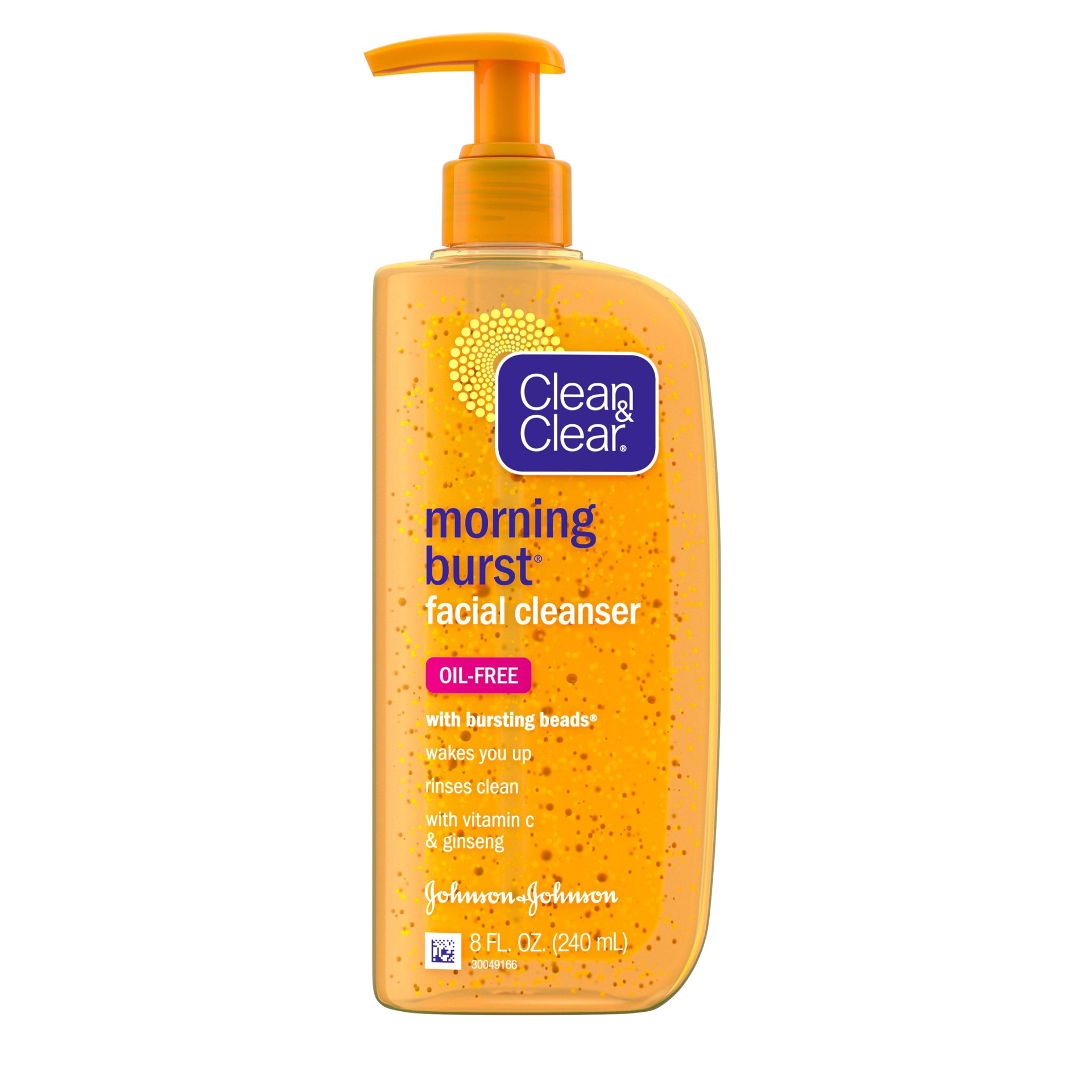 slide 1 of 6, Clean & Clear Morning Burst Oil-Free Facial Cleanser with Vitamin C, Ginseng, Daily Brightening Face Wash for All Skin Types, Non-Comedogenic, 8 fl oz
