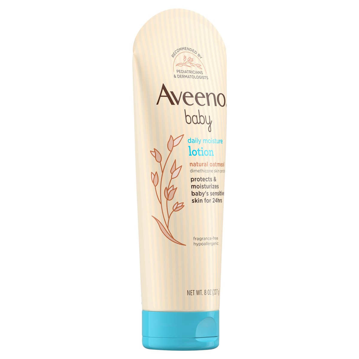 slide 2 of 7, Aveeno Daily Moisture Body Lotion for Delicate Skin, Natural Colloidal Oatmeal & Dimethicone, Hypoallergenic Moisturizing Baby Lotion, Fragrance-, Phthalate- & Paraben-Free, 8 fl. oz, 8 oz