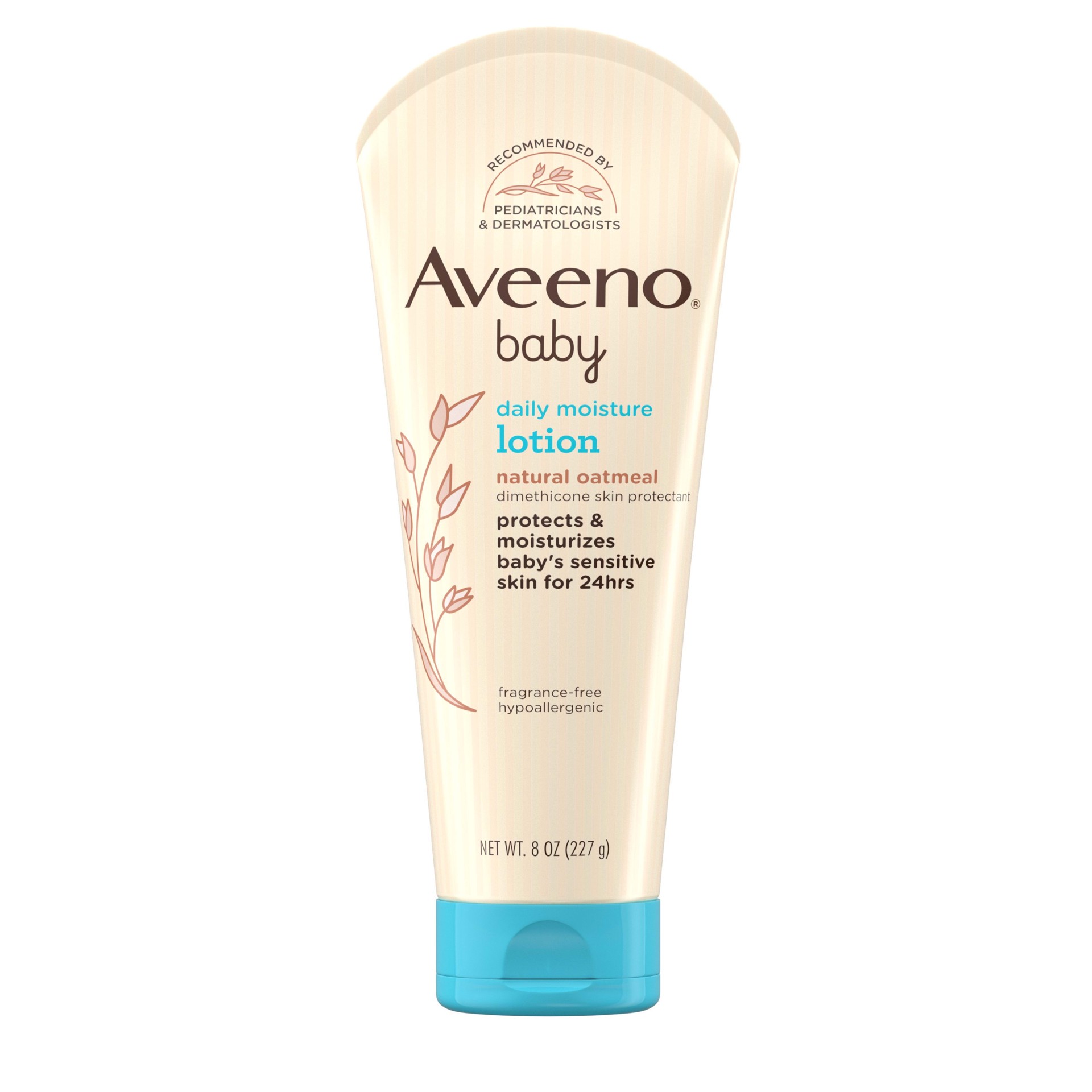 slide 1 of 7, Aveeno Daily Moisture Body Lotion for Delicate Skin, Natural Colloidal Oatmeal & Dimethicone, Hypoallergenic Moisturizing Baby Lotion, Fragrance-, Phthalate- & Paraben-Free, 8 fl. oz, 8 oz