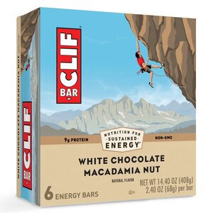 slide 1 of 1, CLIF BAR - White Chocolate Macadamia Nut Flavor - Made with Organic Oats - 9g Protein - Non-GMO - Plant Based - Energy Bars - 2.4 oz. (5 Pack), 12 oz