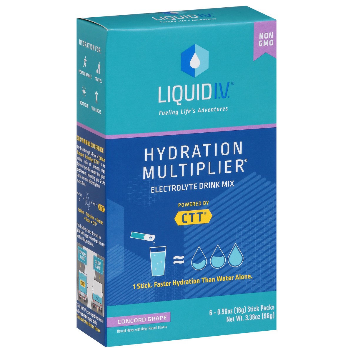 slide 2 of 9, Liquid I.V. Hydration Multiplier Electrolyte Powder Packet Drink Mix, Grape, 6 Ct, 3.38 oz