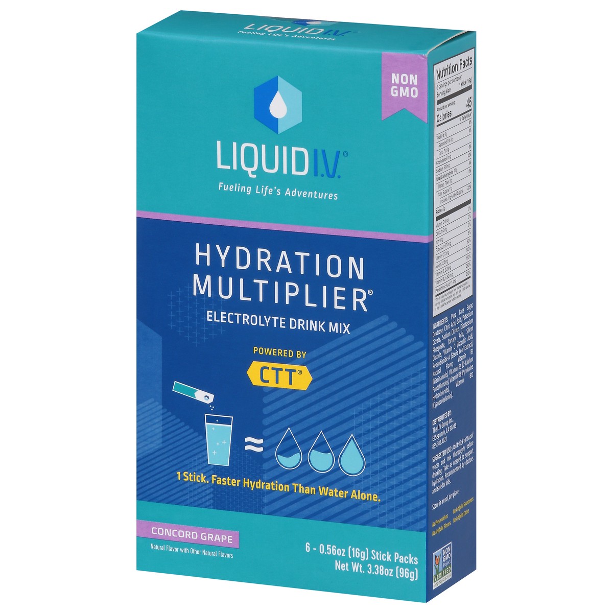 slide 3 of 9, Liquid I.V. Hydration Multiplier Electrolyte Powder Packet Drink Mix, Grape, 6 Ct, 3.38 oz