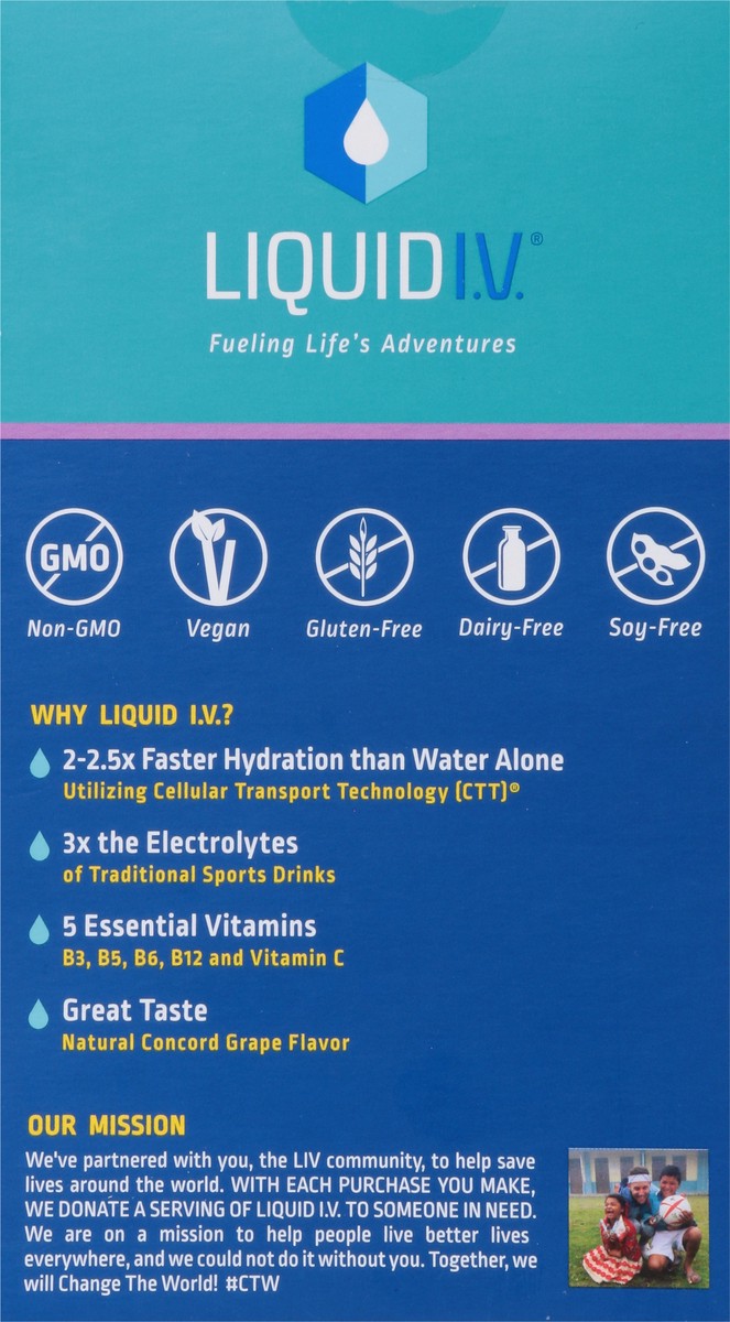 slide 5 of 9, Liquid I.V. Hydration Multiplier Electrolyte Powder Packet Drink Mix, Grape, 6 Ct, 3.38 oz