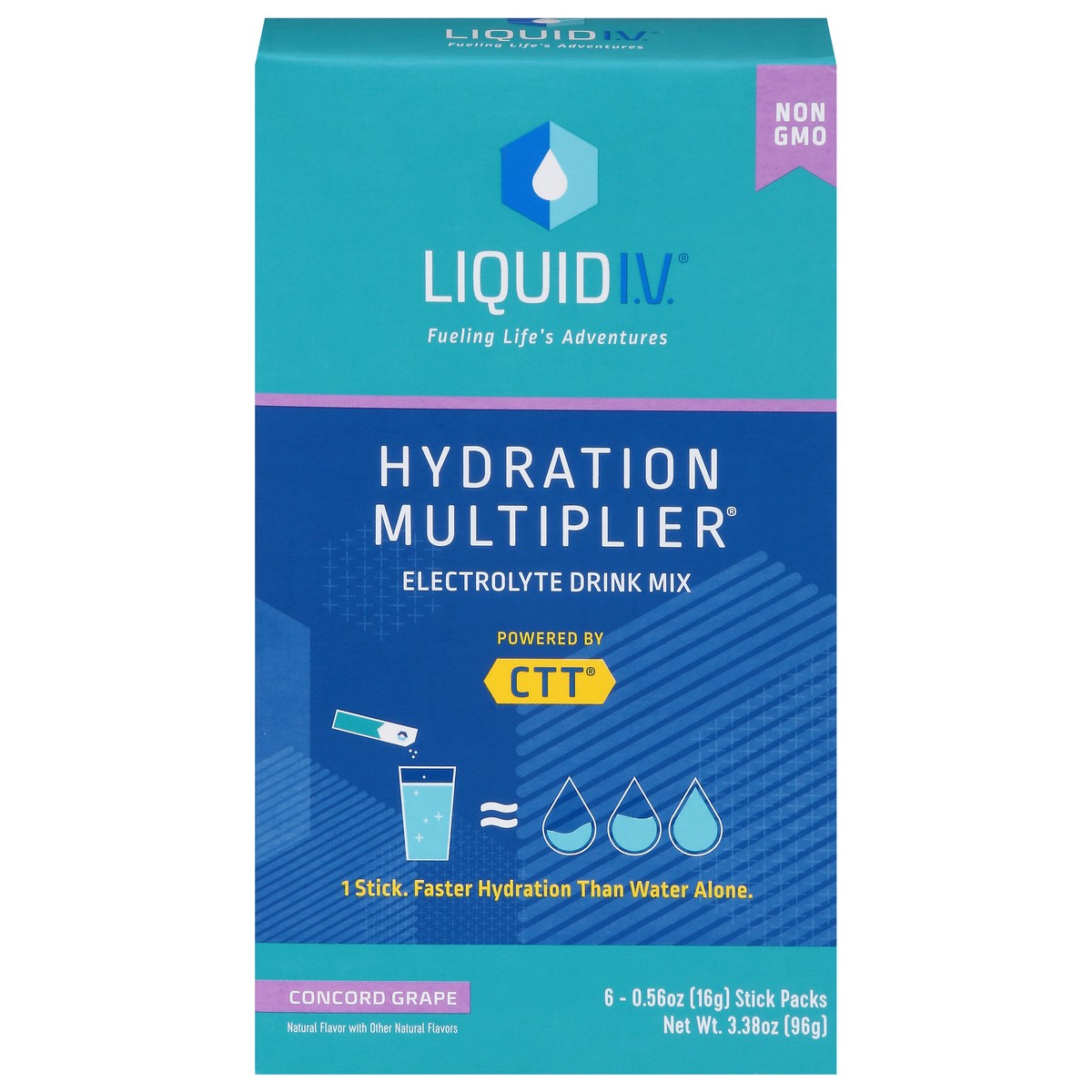 slide 1 of 9, Liquid I.V. Hydration Multiplier Electrolyte Powder Packet Drink Mix, Grape, 6 Ct, 3.38 oz