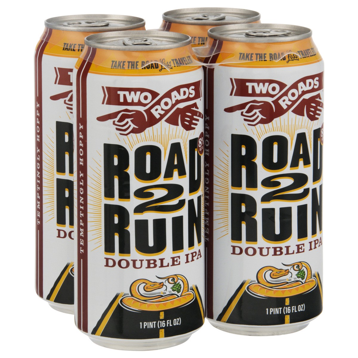 slide 4 of 9, Two Roads Double IPA Road 2 Ruin Beer 4 - 1 pt Cans, 4 ct; 16 oz
