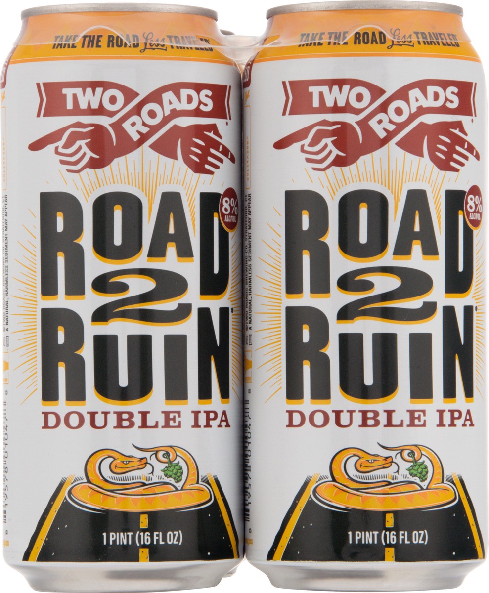 slide 5 of 9, Two Roads Double IPA Road 2 Ruin Beer 4 - 1 pt Cans, 4 ct; 16 oz