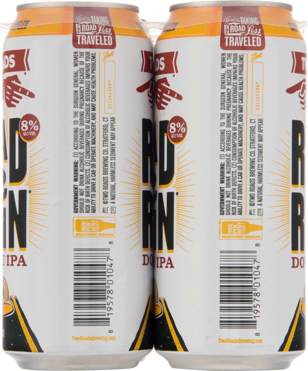 slide 6 of 9, Two Roads Double IPA Road 2 Ruin Beer 4 - 1 pt Cans, 4 ct; 16 oz