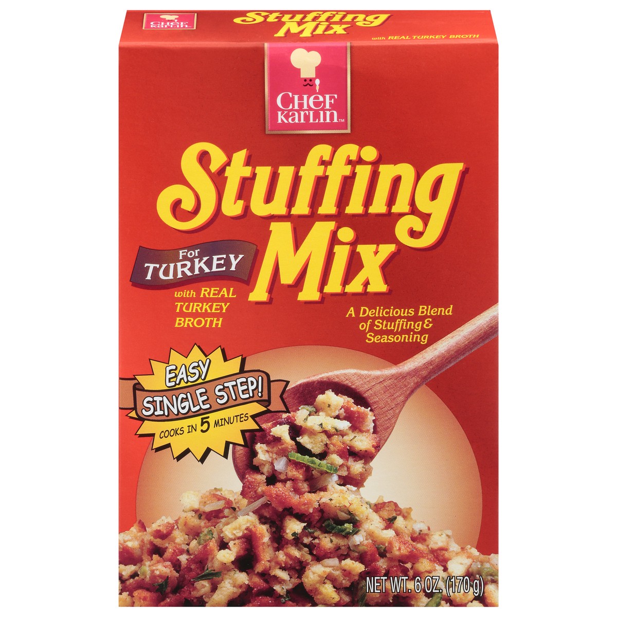 slide 1 of 9, Chef Karlin Stuffing Mix for Turkey 6 oz, 6 oz