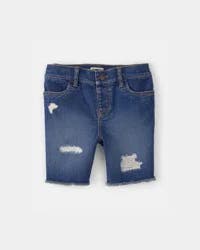 Oshkosh Girls Frayed Denim Skimmer Shorts - Dark Wash Blue 8