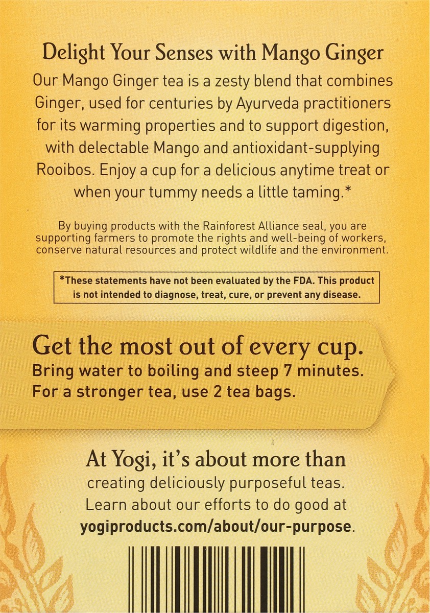 slide 6 of 9, Yogi Tea Mango Ginger, Caffeine-Free Organic Herbal Tea Bags, 16 Count, 16 ct