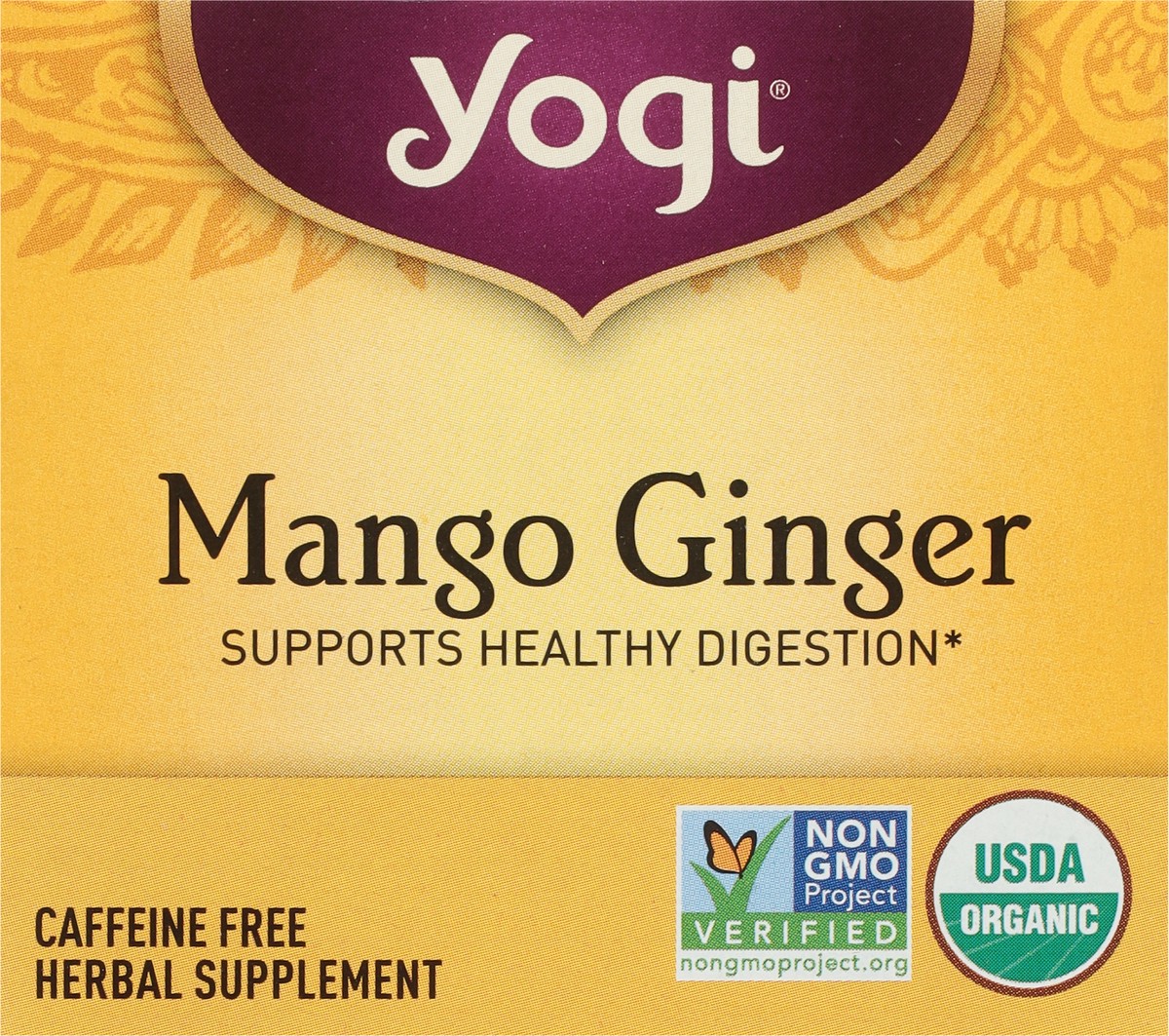 slide 7 of 9, Yogi Tea Mango Ginger, Caffeine-Free Organic Herbal Tea Bags, 16 Count, 16 ct
