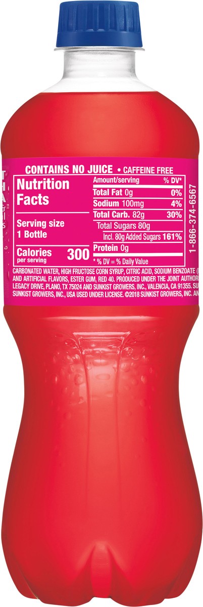 slide 4 of 9, Sunkist Fruit Punch Soda, 20 fl oz bottle, 20 fl oz