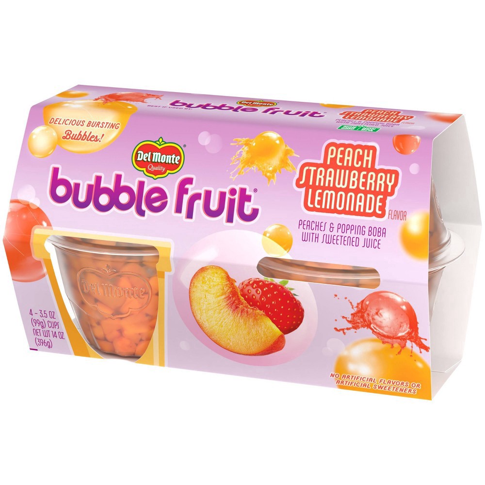 slide 2 of 8, Del Monte Peach Strawberry Lemonade Bubble Fruit 4 3.5 oz Cup/Tub/Bowl 4 ea Sleeve, 4 ct; 3.5 oz