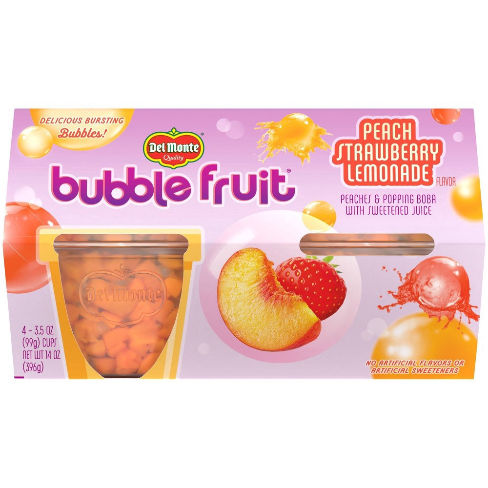 slide 7 of 8, Del Monte Peach Strawberry Lemonade Bubble Fruit 4 3.5 oz Cup/Tub/Bowl 4 ea Sleeve, 4 ct; 3.5 oz