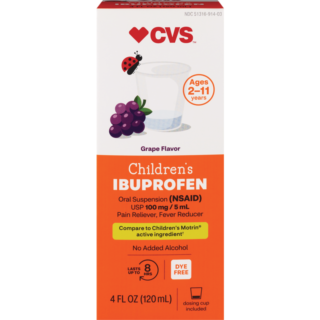 slide 1 of 1, Cvs Health Children's Ibuprofen, Dye Free, Grape, 4 Oz, 4 oz