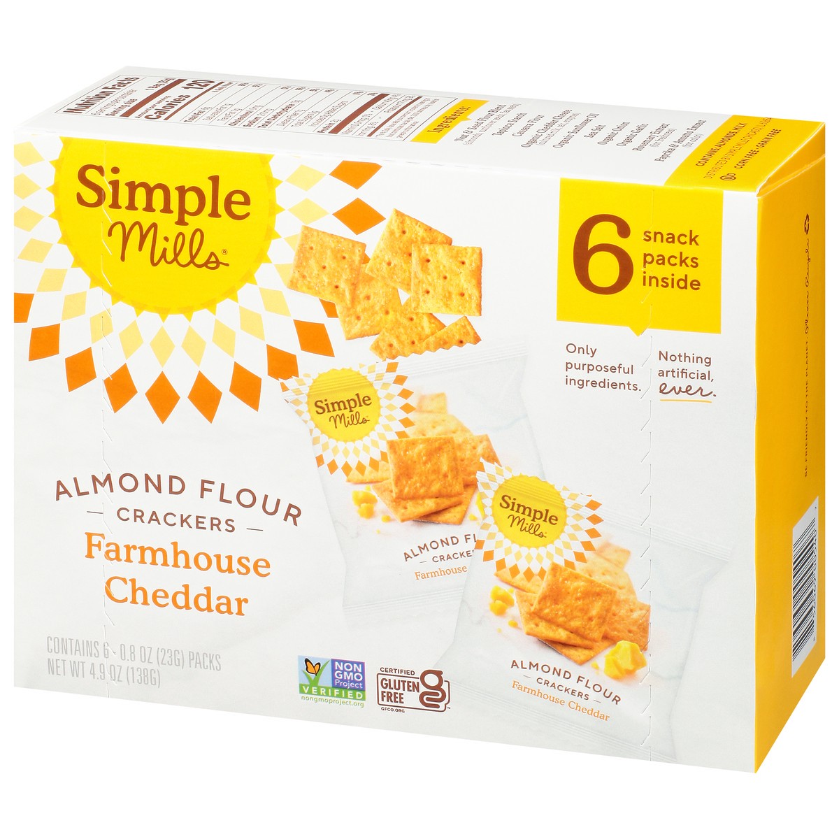 slide 9 of 15, Simple Mills Almond Flour Farmhouse Cheddar Crackers 6 - 0.8 oz Packs, 6 ct