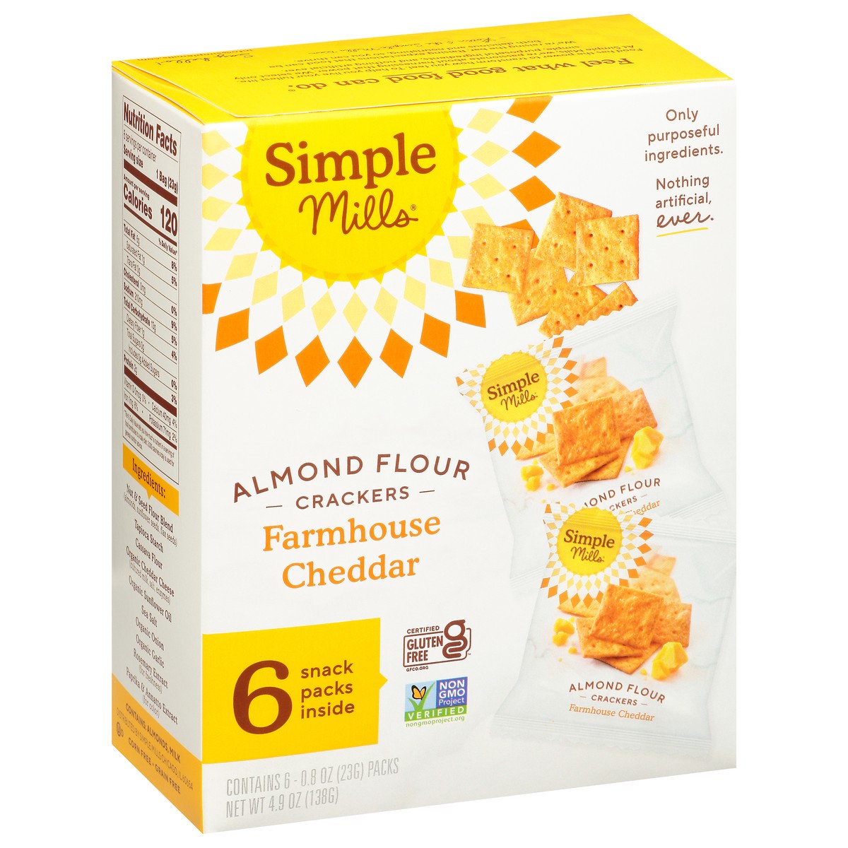 slide 11 of 15, Simple Mills Almond Flour Farmhouse Cheddar Crackers 6 - 0.8 oz Packs, 6 ct