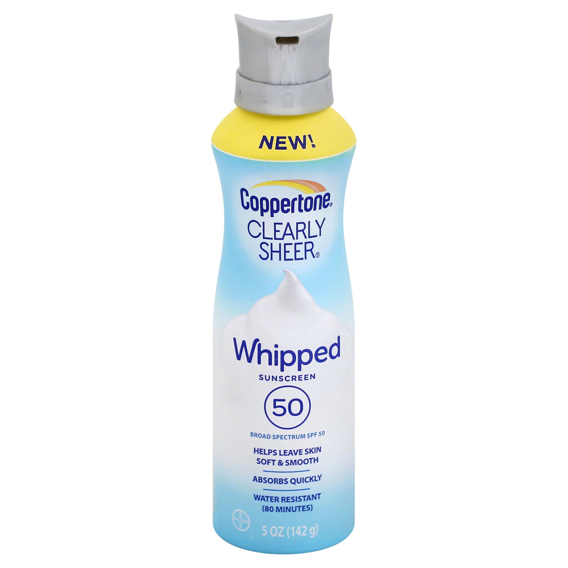 slide 1 of 2, Coppertone Clearly Sheer Whipped SPF 50 Sunscreen, 5 oz