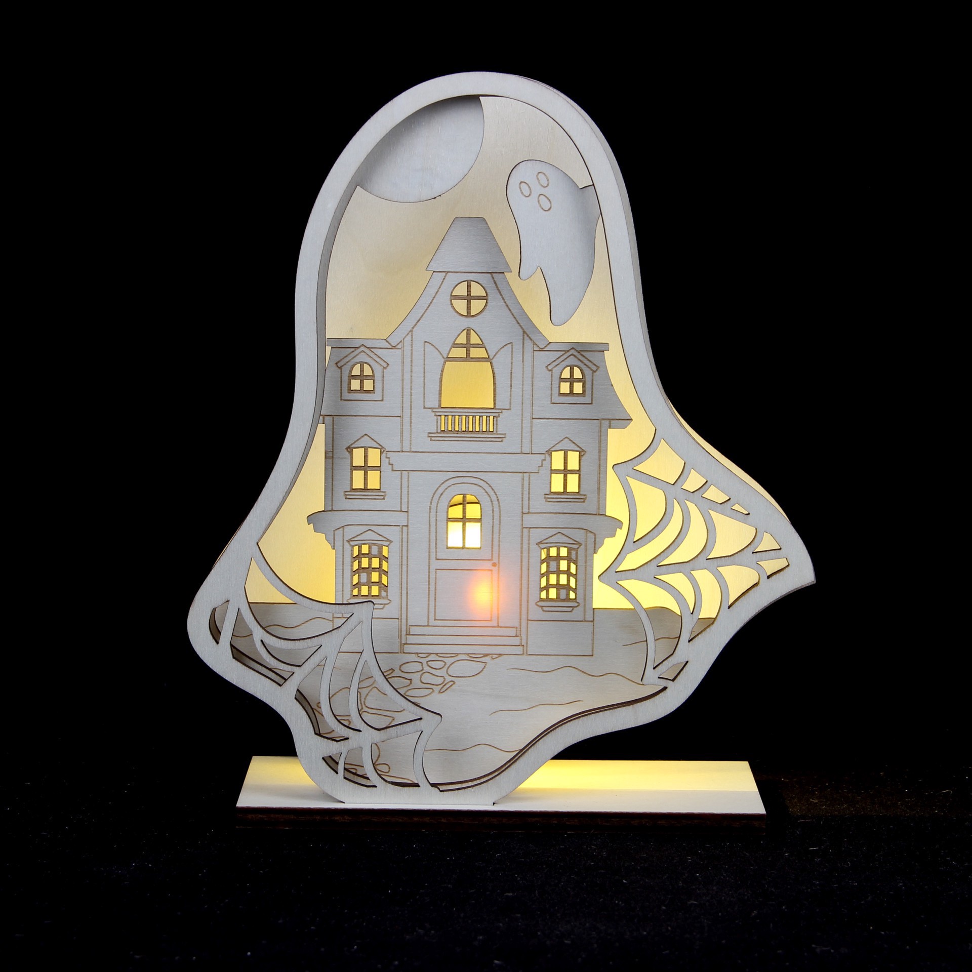 slide 3 of 4, 8.25" Layered Ghost Diy Led Plywood Decor By Make Market, 8.25 in