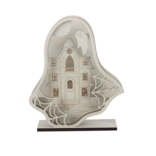 slide 1 of 4, 8.25" Layered Ghost Diy Led Plywood Decor By Make Market, 8.25 in