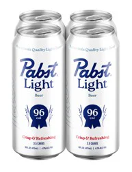 Pabst Light Beer, 4 Pack 16 fl oz Aluminum Cans