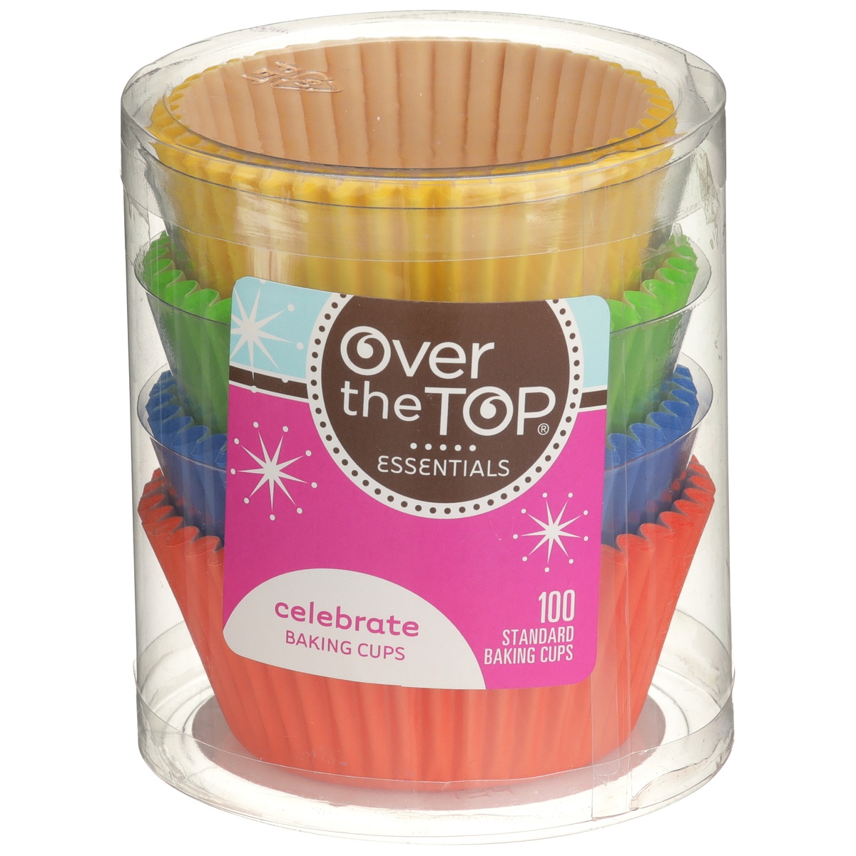 slide 1 of 1, Over The Top Baking Cups, Celebrate, Standard, 100 ct